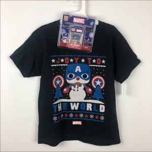 Marvel Captain America NWT shirt and POP! Pocket toy holiday Christmas